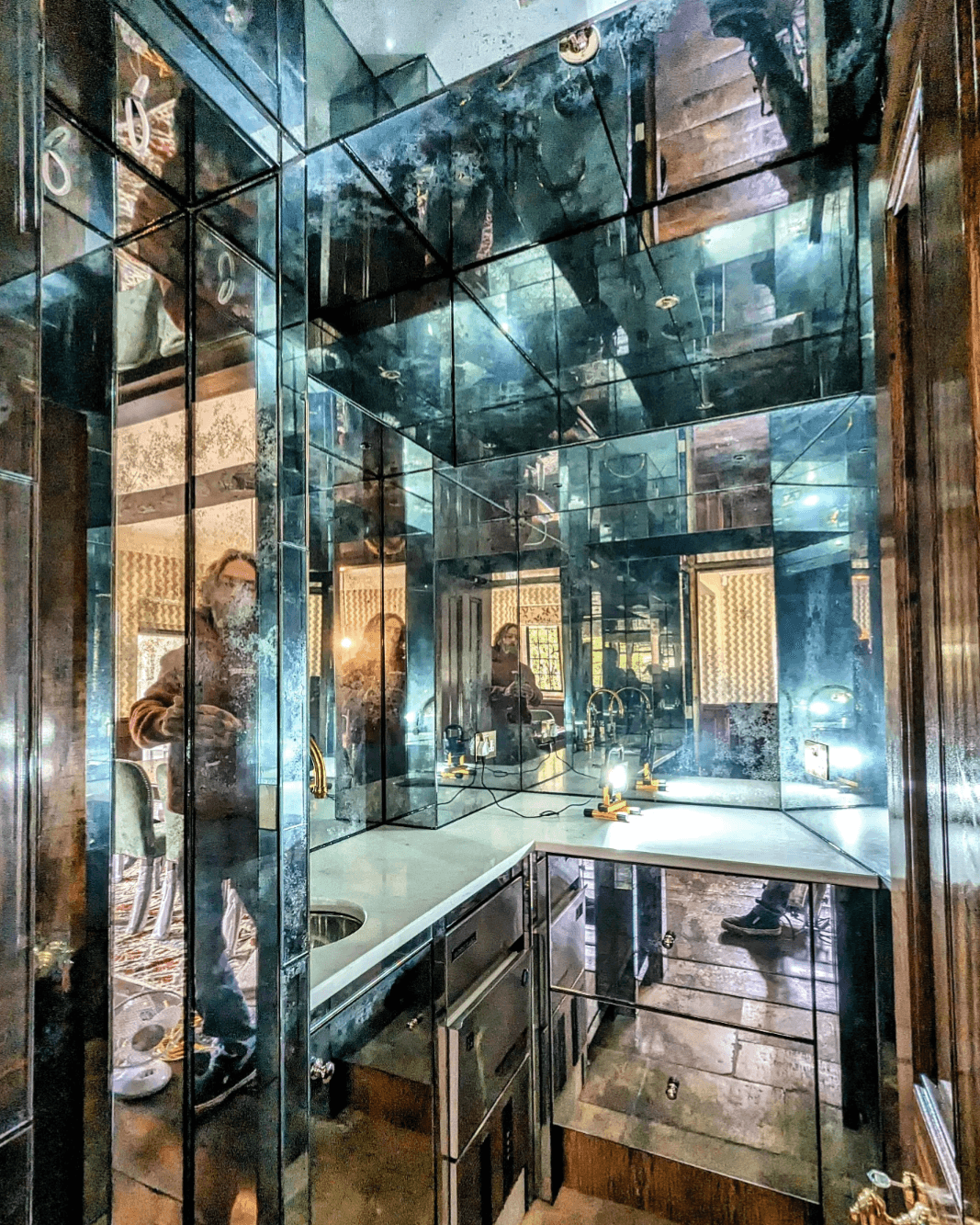 Spoilt Mirror workshop showing traditional mirror crafting techniques
