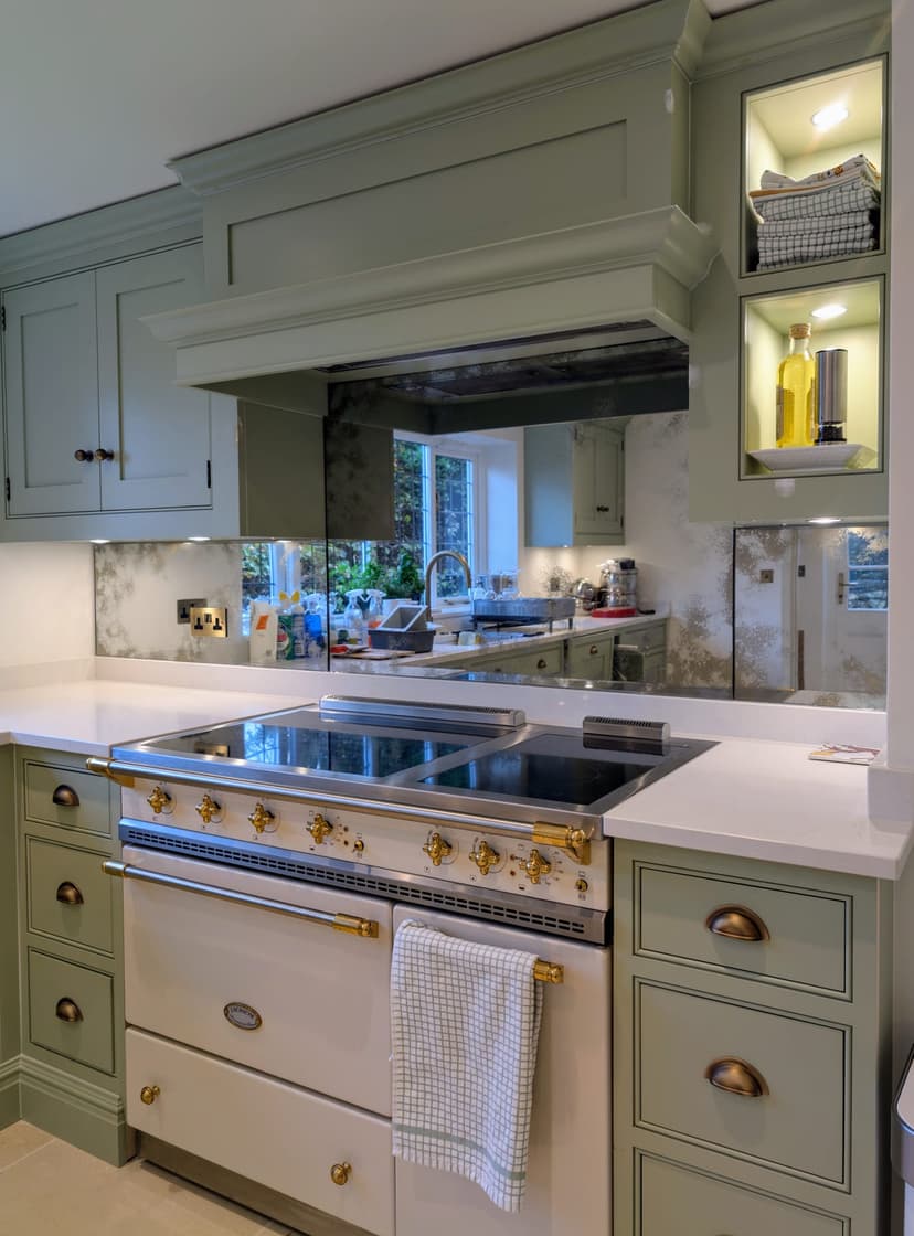 Bespoke glass splashback installation with custom measurements and professional finish