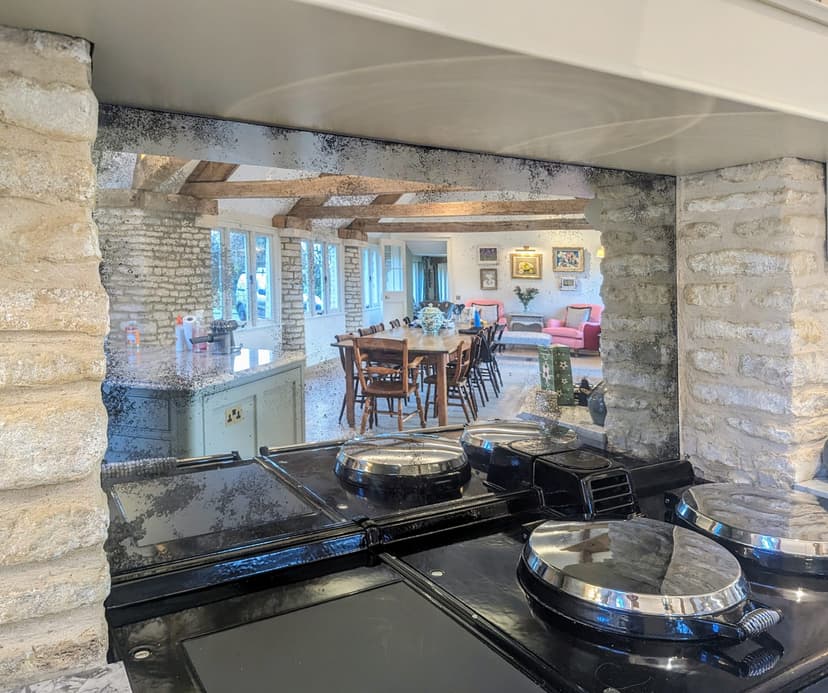 Bespoke glass splashback installation with custom measurements and professional finish