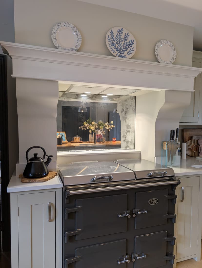 Bespoke glass splashback installation with custom measurements and professional finish